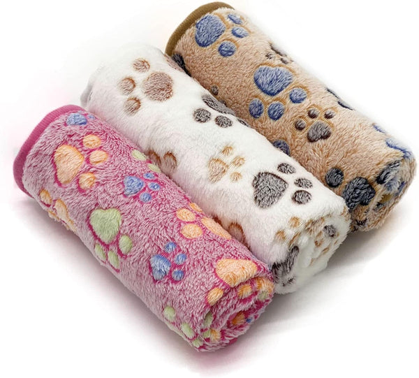 1 Pack 3 Puppy Blankets Super Soft Warm Sleep Mat Grey Cute Print Blanket Fluffy Fleece Pet Blanket Flannel Throw Dog Blankets for Small Dogs Puppy Dogs Fluffy Cats,Bone-Small(23"X15")16