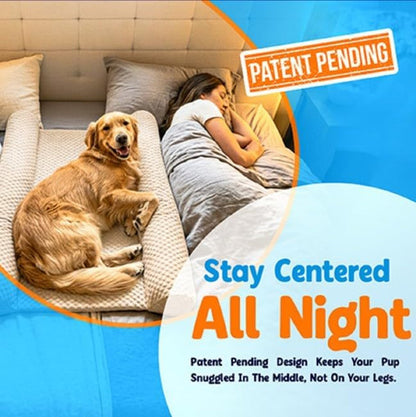 Denmate - the Only On-Bed Dog-Bed That Goes on Your Masterbed for Dogs That Love to Sleep with You. Helps Stabilize Nighttime Movement so You and Your Dog Sleep Better Together. Machine Washable.6