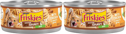 Purina Friskies Gravy Pate, Wet Cat Food Extra Gravy Pate with Chicken in Savory - (Pack of 24) 5.5 Oz. Cans11