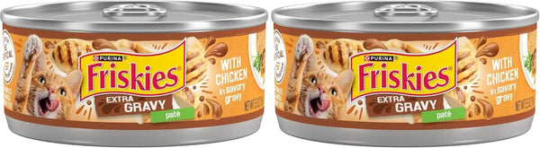 Purina Friskies Gravy Pate, Wet Cat Food Extra Gravy Pate with Chicken in Savory - (Pack of 24) 5.5 Oz. Cans11