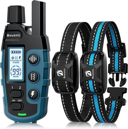Bousnic Dog Shock Collar 2 Dogs (5-120Lbs) - 3300 Ft Waterproof Training Collar for Dogs Large Medium Small with Rechargeable Remote, Beep (1-8) Vibration (1-16) and Humane Shock (1-99) Modes1