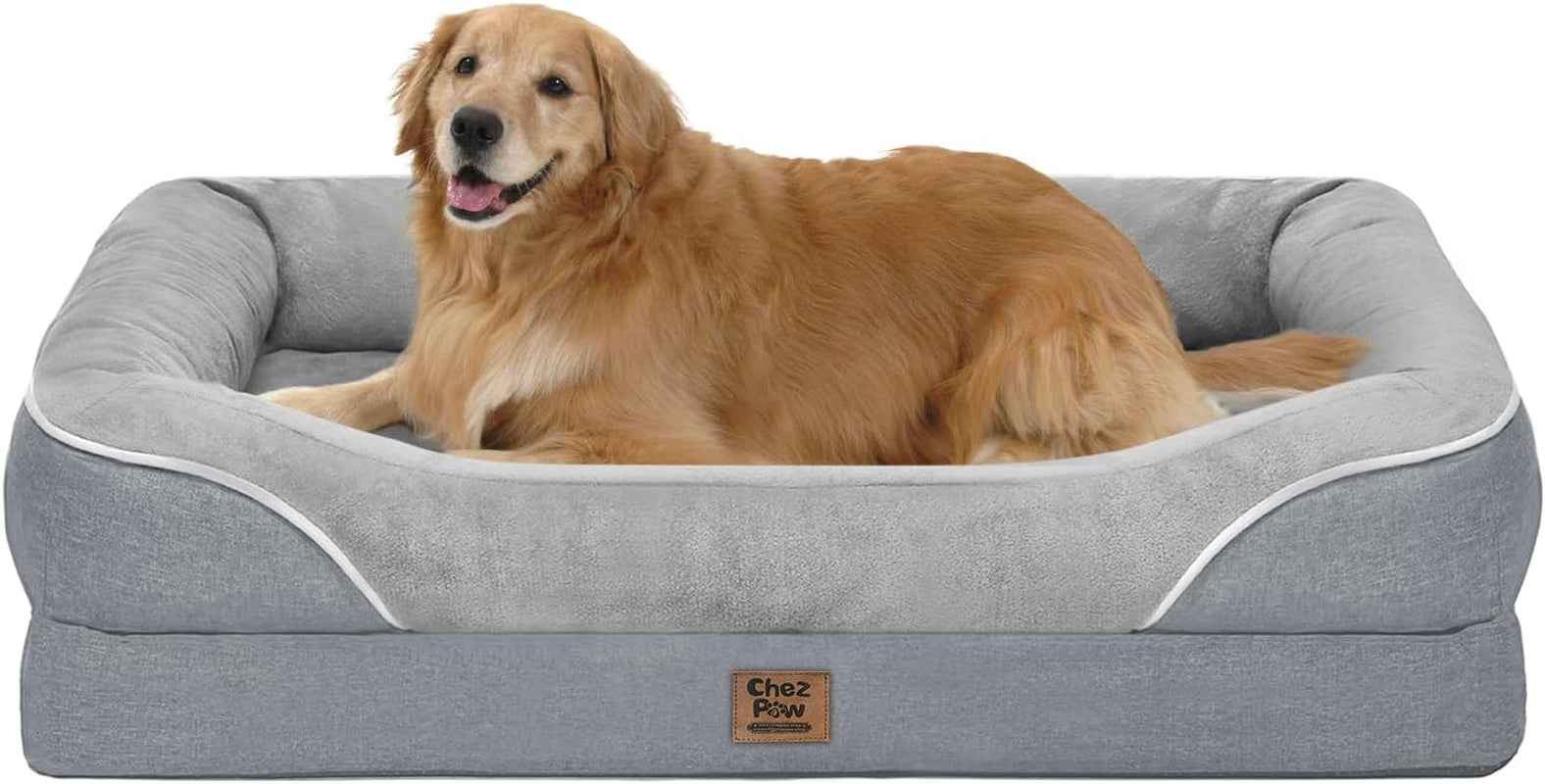 chez-paw-waterproof-orthopedic-xl-dog-bed-for-large-and-extra-large-dogs-egg-crate-foam-4-sided-bolster-support-waterproof-liner-non-slip-bottom-machine-washable-cover-42-x-30-inch