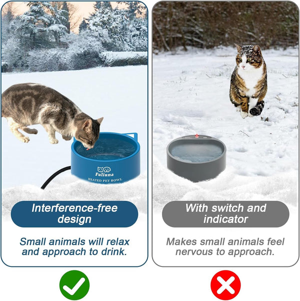 Heated Water Bowl for Outdoor Dog & Cat, Large Heated Dog Bowl Provides Drinkable Water in Winter, outside Heated Pet Bowl with 78.7In anti Chew Cord for Dogs Cat Bird Chicken Duck,108 OZ/30W5
