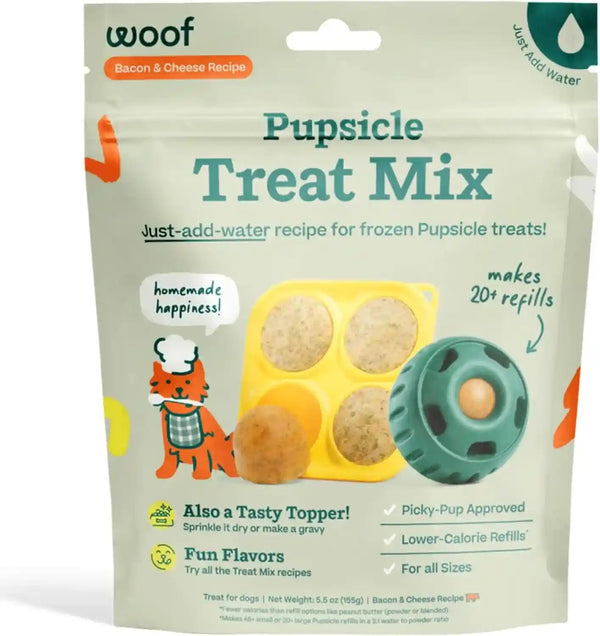 WOOF Dog Pupsicle Mix - Easy-To-Make DIY Pupsicle Refills - Tasty, Healthy Pupsicle Mix - Wholesome Ingredients - Long-Lasting Treats for Dogs - Bacon and Cheese Mix1