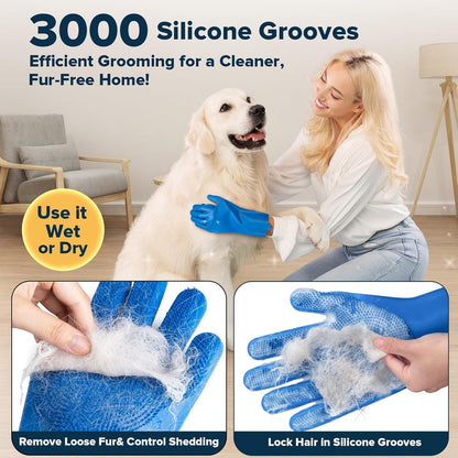 6PCS Grooming & Bath Supplies for Dogs, Cats | Dog Washing Gloves | Dog Bath Brush | Dog Shower Brush | Pet Grooming Gloves | Dog Grooming Kit | Pet Supplies for Showerhead & Sprayer (Navy Blue)3