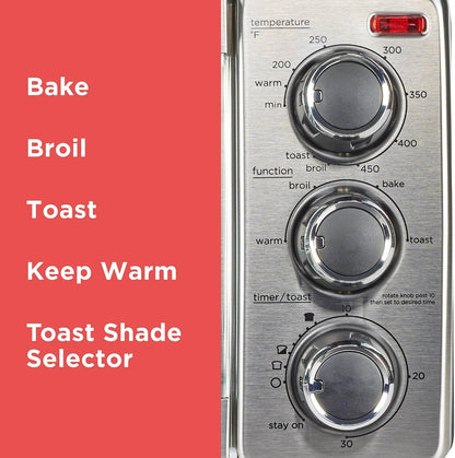 BLACK+DECKER TO1313SBD Toaster Oven, 15.47 Inch, Silver | Compact Convection Oven Fits a 9-Inch Pizza with Timer, Stay-On Function and Removable Crumb Tray.7