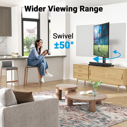 Universal Swivel TV Stand for 24-60 Inch Tvs up to 99 Lbs, 12 Height Adjustable Table Top TV Stand, TV Base Stand with Tempered Glass Base, Max VESA 400X400Mm, PSTVS333