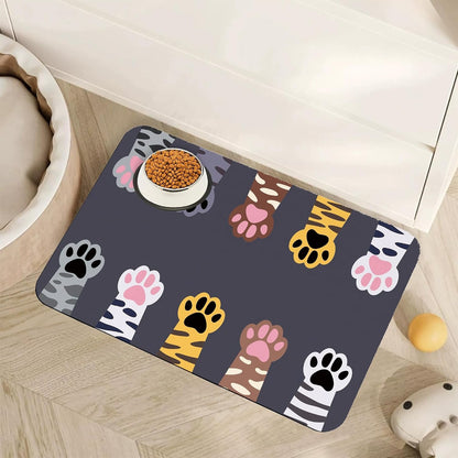 Cute Shark Dog Cat Food Mat,Absorbent Pet Feeding Mat with Rubber Backing,Non-Slip Water Bowl Placemat,Indoor Pet Accessories Supplies 12"X20"24