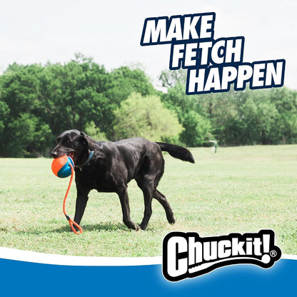 Chuckit! Rope Fetch Dog Toy - Ball on Rope Fetch and Tug-Of-War Toy for Dogs - Durable EVA Rubber Construction - 5.5-Inch Diameter - 18-Inch Rοpe - Orange and Blue8