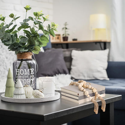 3 Pieces Faux Decorative Books Set for Home Decor,Classical Grey | 8.5" X 5.7" Stacked Linen Notebook, Shelves Coffee Table Display Books with Wood Bead, Bookend Gift for Mantle Living Room5