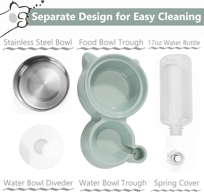 J&L VVMEET Dog Bowls, Cat Food and Water Bowl Set with Water Dispenser | Gravity Pet Feeder and Waterer Set with Detachable Stainless Steel Bowl Automatic Water Refill for Cats Dogs Puppy Rabbit4