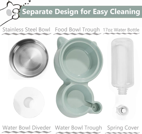 J&L VVMEET Dog Bowls, Cat Food and Water Bowl Set with Water Dispenser | Gravity Pet Feeder and Waterer Set with Detachable Stainless Steel Bowl Automatic Water Refill for Cats Dogs Puppy Rabbit4