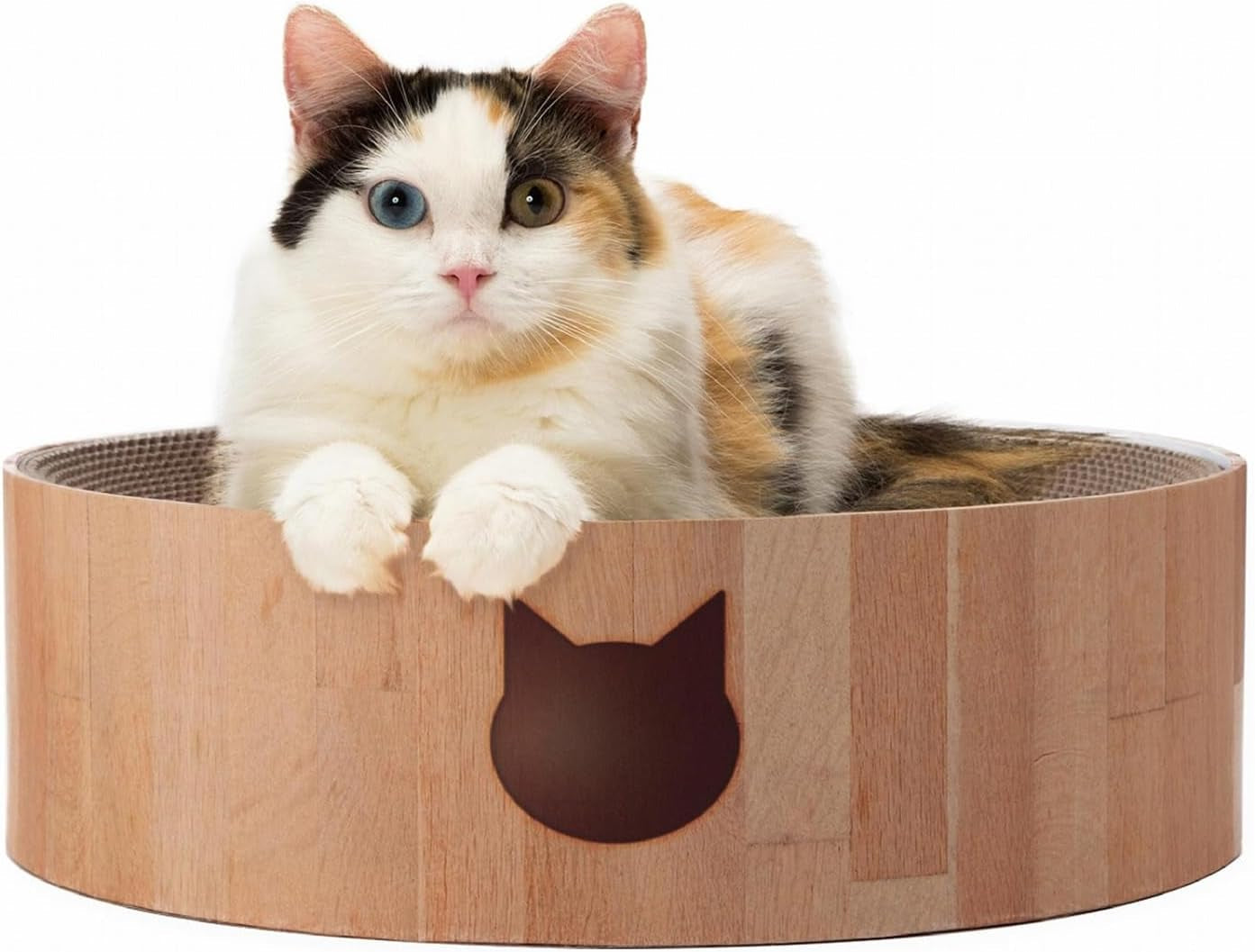 necoichi-cat-scratcher-bowl-for-indoor-cats-cat-scratching-lounger-with-reversible-usability-and-extra-comfort-for-lounge-cardboard-bed-couch-regular-dark-cherry