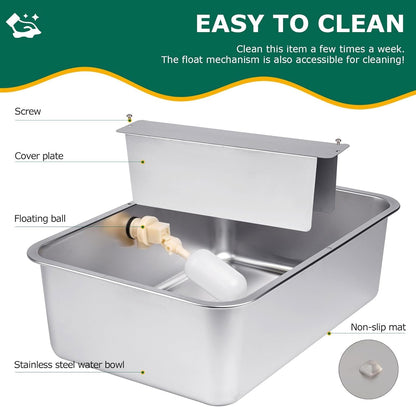 6 Gal Automatic Dog Water Bowl Dispenser Stainless Steel Dog Waterer for Large Breed Dogs, Outdoor Extra Large Bowl for Cats Pets Livestock Chicken3