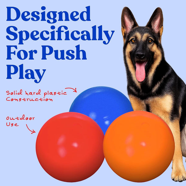 Doggie Dooley Virtually Indestructible Dog Ball - 10 Inch Hard Plastic Interactive Dog Toy for Large Breeds over 45+ Lbs - Built for Herding & Push Play - Floats in Water, Made in USA - Red2