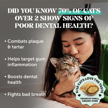Fresh Breath Dental Bites for Cats – Crunchy & Creamy Cat Dental Treats for Fresh Breath, Tartar & Plaque Control – Dual-Texture Cat Oral Care Bites for Bright Teeth & Healthy Gums – 30 Day Supply2