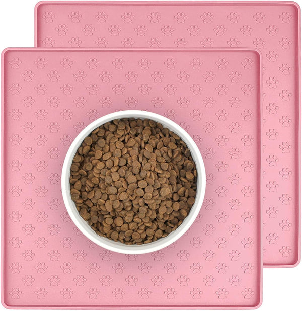 Ptlom Pet Placemat for Dog and Cat, Mat for Prevent Food and Water Overflow, Suitable for Small, Medium and Big Pet, 18" 12", Grey, Silicone50