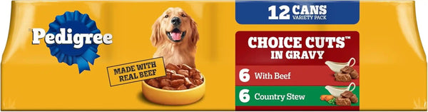 Pedigree Choice Cuts Wet Dog Food, Beef & Country Stew, 13.2 Oz, 12 Count | Beef & Country Stew Flavors, 100% Complete & Balanced, Supports Lean Muscles, 50%+ Water for Hydration, Made with Real Beef1