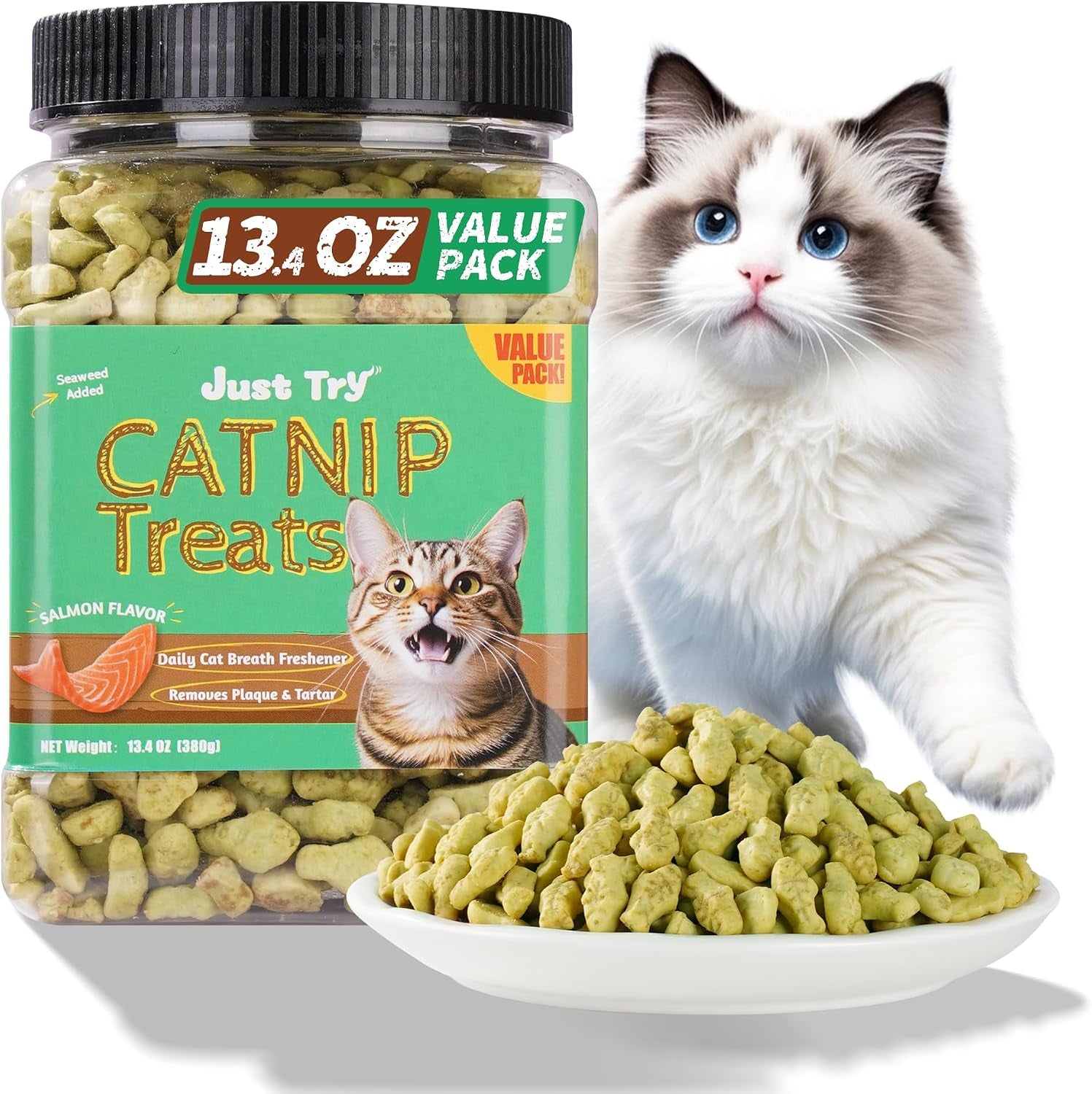 just-try-13-4-oz-crunchy-cat-treats-catnip-treats-for-cats-with-digestive-support-natural-ingredients-kitten-treats-with-real-salmon-healthy-feline-snacks-training-biscuits-dental-care-natural-chicken-catnip-crunchy-cleans-teeth-fiber-reduces-hairballs-perfect-training-rewards-for-all-cats