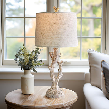 Farmhouse Table Lamps Set of 2 for Living Room Bedroom Bedside Tree Lamp Nightstand End Table 25" Lamps Vintage Natural Style5
