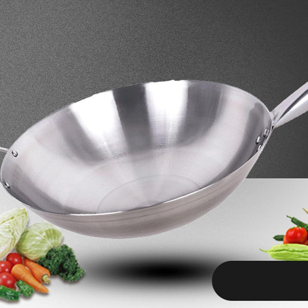 Stainless Steel Wok, round Bottom Traditional Carbon Steel Wok Pan, Authentic Hand Hamme,Ironred Woks and Stir Fry Pans (34Cm)2