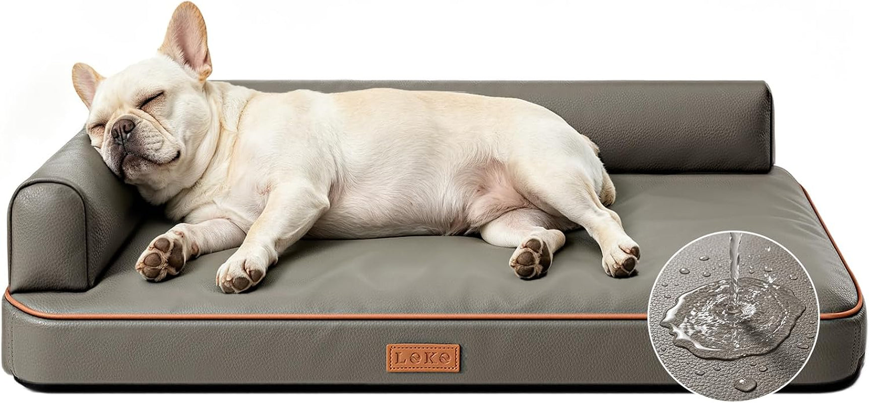 outdoor-waterproof-dog-bed-for-small-dogs-egg-crate-foam-crate-pad-with-raised-bolster-removable-washable-leather-look-cover-non-slip-bottom-brown-for-dogs-up-to-20-in-long