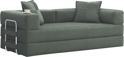78 Inch Convertible Sofa Bed, 5-In-1 Futon Sofa Bed Pull Out Couch, Boneless Couch Bed for Living Room, Corduroy Boneless Couches for Bedroom, Apartment, No Assembly Sleeper Sofa Bed, Green8
