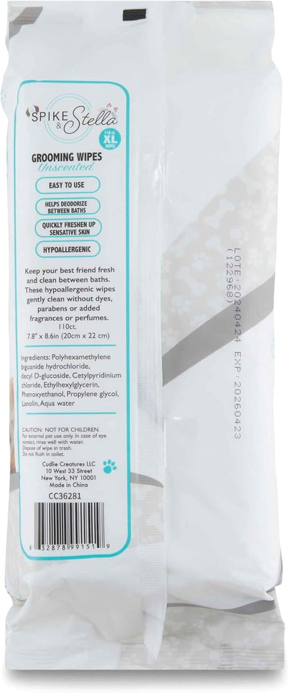 110 Pack Pet Grooming Wipes - Large & Extra-Large Sizes - Lavender, Aloe, & Unscented Variations - Hypoallergenic & Extra Durable - Perfect for Dogs & Cats, 8.6"X7.8"8