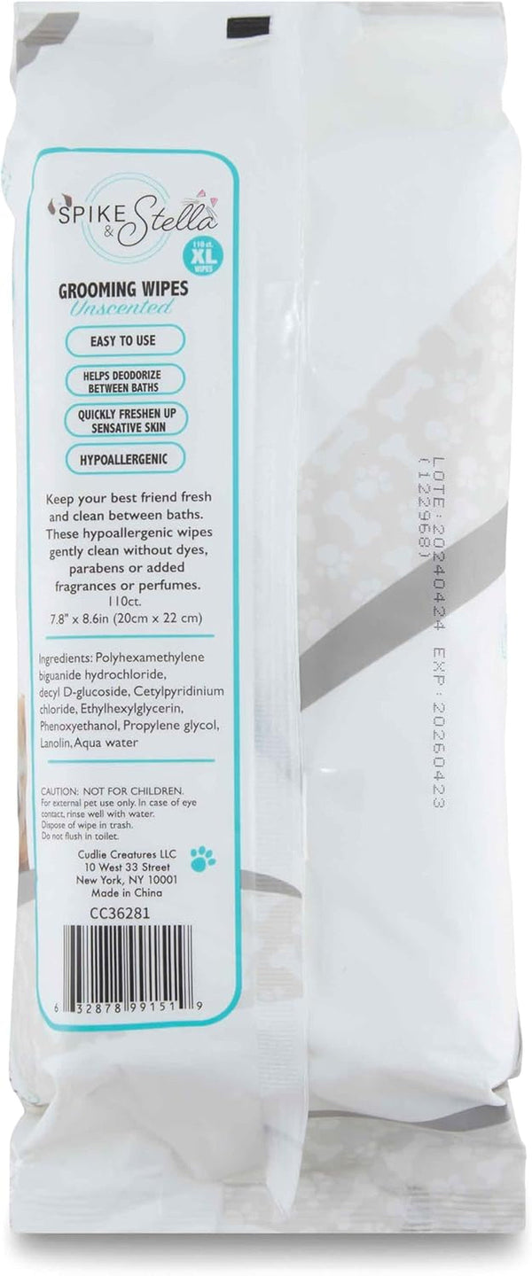 110 Pack Pet Grooming Wipes - Large & Extra-Large Sizes - Lavender, Aloe, & Unscented Variations - Hypoallergenic & Extra Durable - Perfect for Dogs & Cats, 8.6"X7.8"8