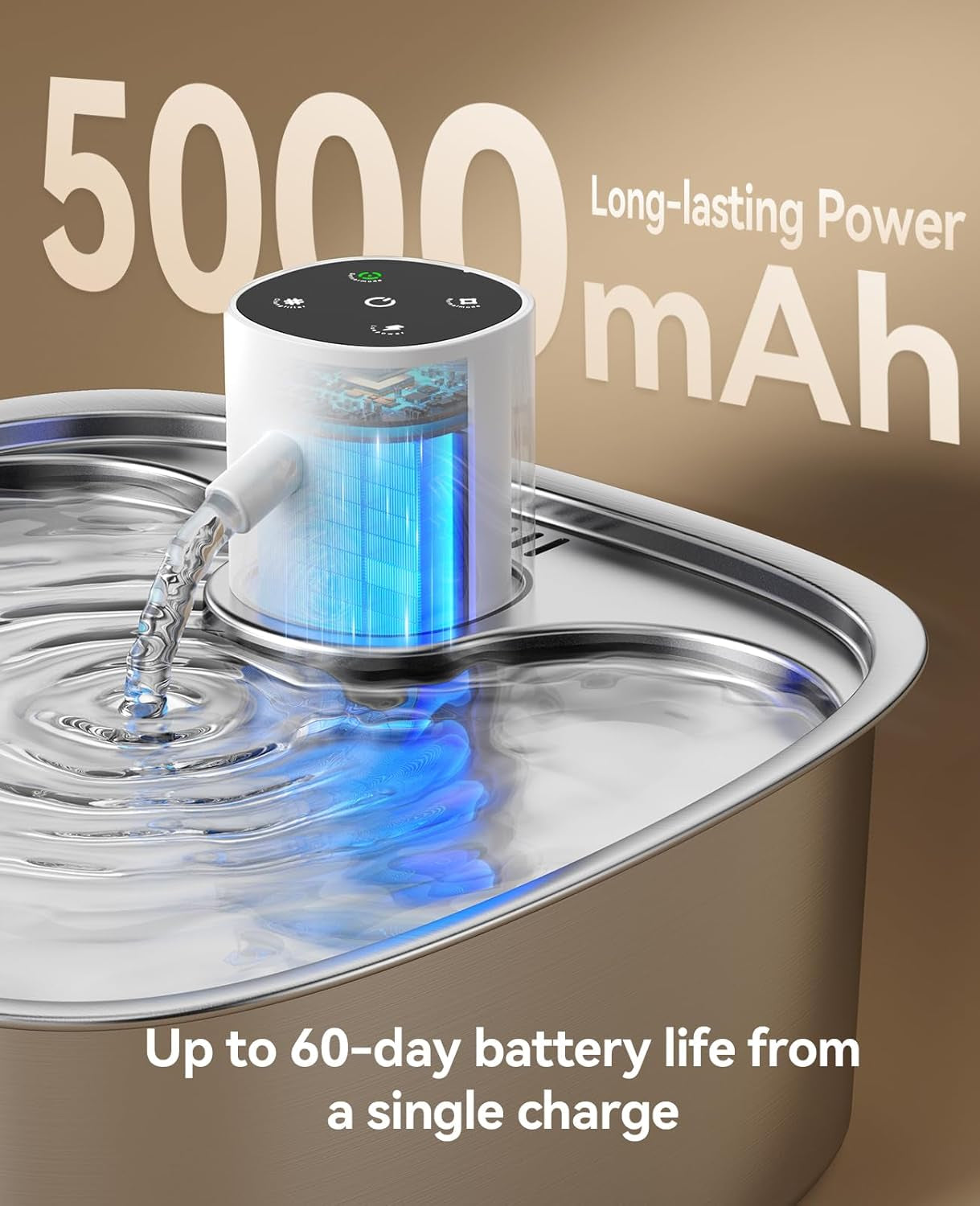 cordless-wider-tray-dog-water-fountain-5000mah-battery-operated-dog-water-bowl-dispenser-with-3-motion-sensor-feelneedy-stainless-steel-pet-water-fountain-for-multi-pets-easy-setup-clean-8l