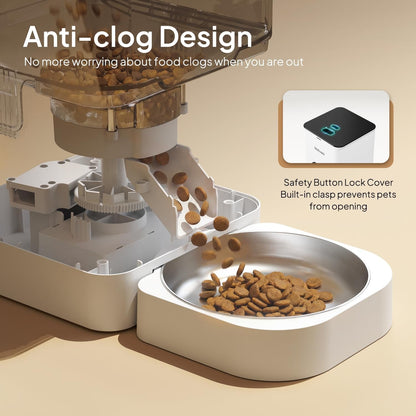 VOLUAS Automatic Cat Feeder, 4L Timed Dry Food Dispenser for Cats & Dogs | Programmable Portion Control, up to 4 Meals Daily, Dual Power Supply, Power-Off Memory, 10-Second Voice Recorder3