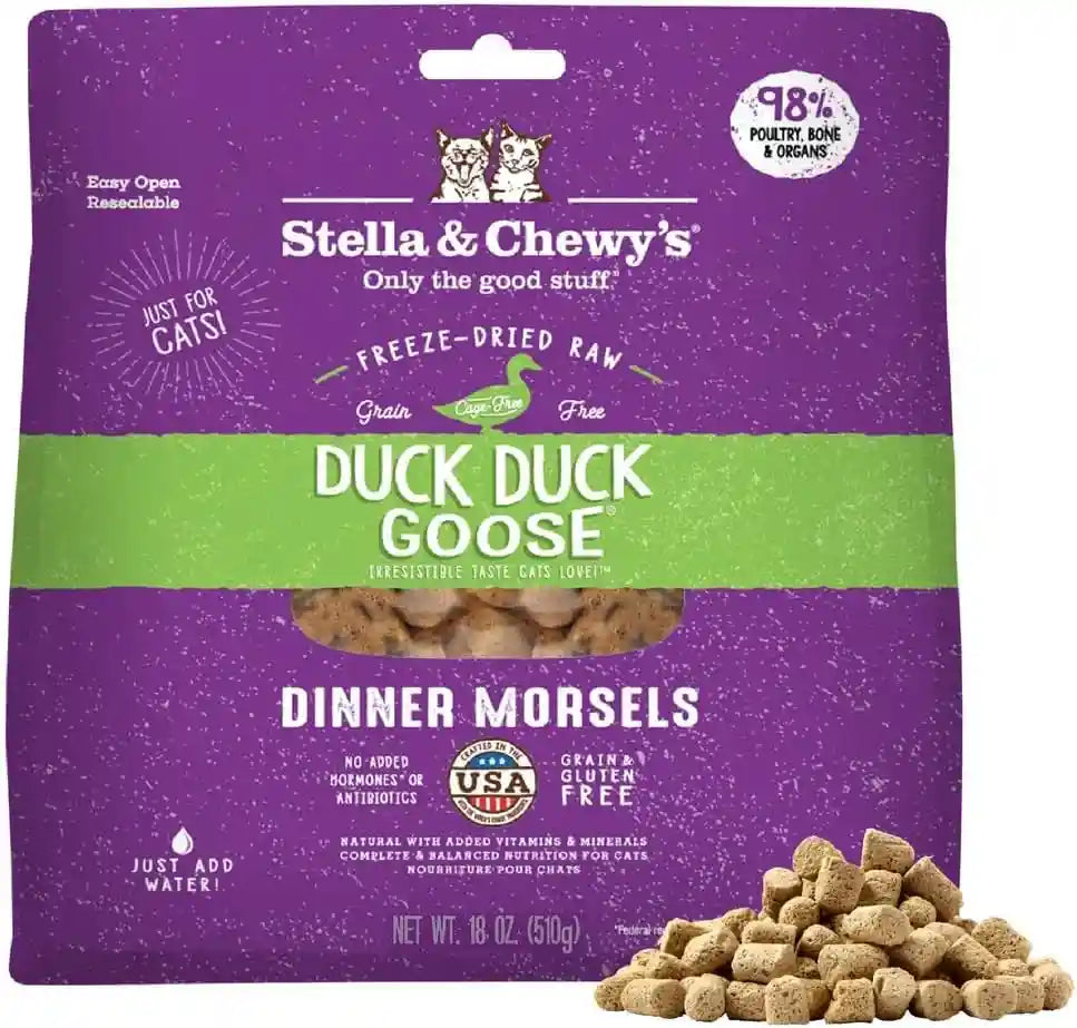 stella-chewys-freeze-dried-raw-cat-dinner-morsels-premium-chicken-recipe-with-98-cage-free-meat-organs-natural-grain-free-cat-kitten-food-made-in-usa-18-oz