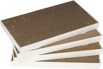 Amazon Basics Corrugated Cardboard Cat Scratcher, Scratching Board, Reversible, 17.4" X 10", White, 4-Pack1
