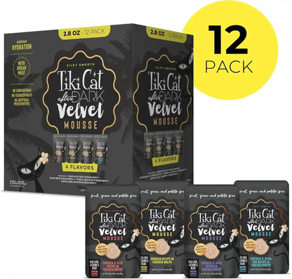 Tiki Cat after Dark Velvet Mousse Wet Cat Food, Variety Pack, 2.8 Oz. Pouch (Pack of 12)2