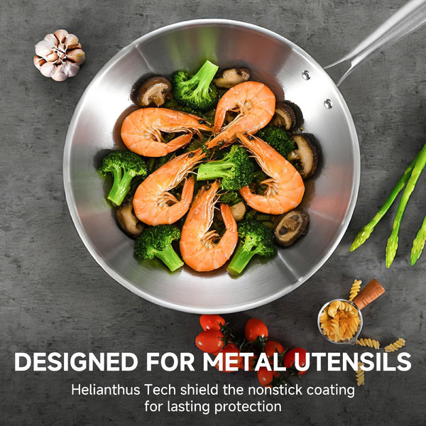 10 Inch Stainless Steel Wok Pan with Lid, Riveted Handle | Uncoated Tri-Ply Stainless Steel Stir Fry Pan, Everyday Cooking Wok for Induction, Flat Bottom, Dishwasher & Oven Safe6