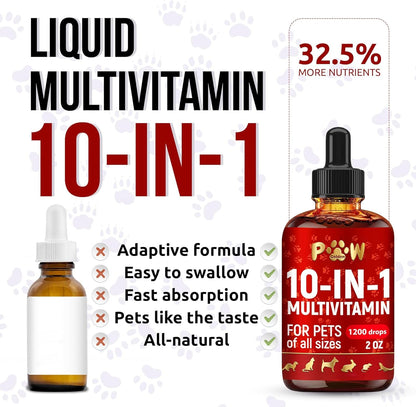 Liquid Multivitamin for Dogs with Glucosamine – Help with Allergies & Utis – Dog Vitamins and Supplements – Cat Multivitamin for Hips & Joints – B, C & D3 for Coat Shining & Digestion – 2 Oz8