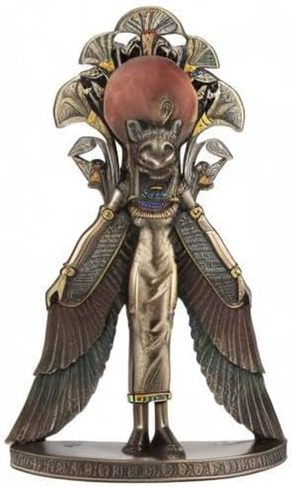 Sekhmet Winged Egyptian Warrior Goddess Wall Art Statue | Cold Cast Bronze Resin, Blue and Red Accents, Lion Head, Keyhole Hanger for Wall Display5