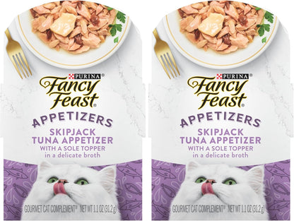 Purina Fancy Feast Appetizers, Skipjack Tuna & Sole, 1.1 Oz Trays, 10-Pack9