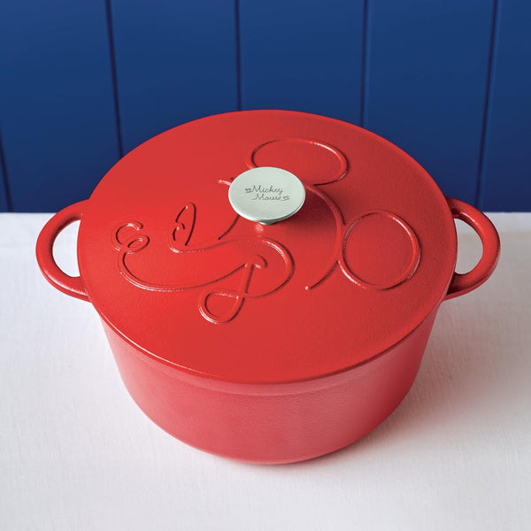 Disney Bon Voyage Pre-Seasoned Cast Iron Dutch Oven/Casserole Pan with Lid, Suitable for All Stovetops, Including Induction, 4.75 Quart - Red2