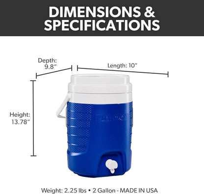 2 Gallon Portable Sports Cooler Water Beverage Dispenser, Insulated Cooler Dispenser, Majestic Blue2