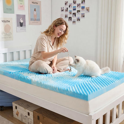 2 Inch Memory Foam Mattress Topper Twin XL, Twin Extra Long Mattress Pads for College Dorm Single Bed, Pressure Relieve Certipur-Us Certified, 39X80 Inches, Blue4