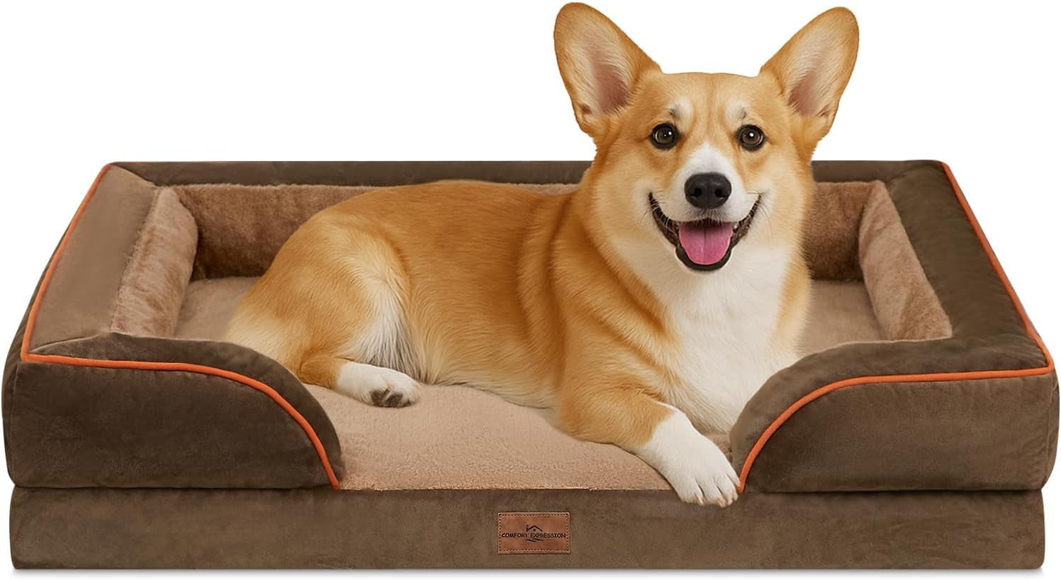 comfort-expression-orthopedic-dog-bed-for-extra-large-dogs-with-bolster-waterproof-dog-couch-bed-with-washable-cover-non-slip-bottom-supportive-egg-crate-foam-xl-pet-bed-42x30-inch
