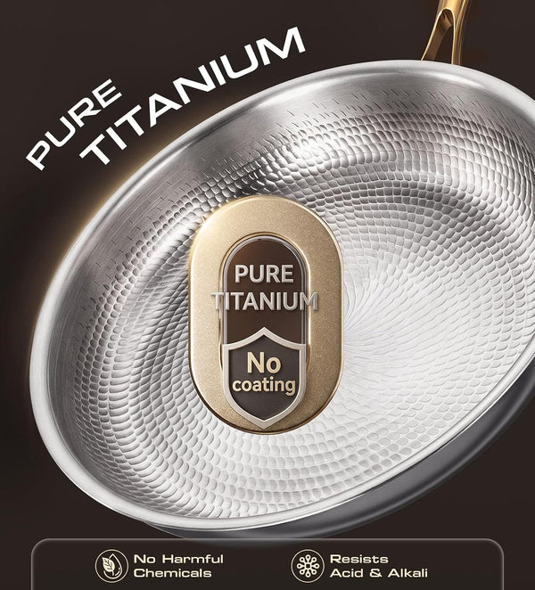 Titanium Pans for Cooking, 12″ Pure Titanium Non Stick Frying Pans with Lid | Coating-Free Healthy Nonstick Cookware, PFAS/PTFE Free, Non Toxic Skillet, Induction & Oven Safe up to 750℉, Dishwasher Safe5