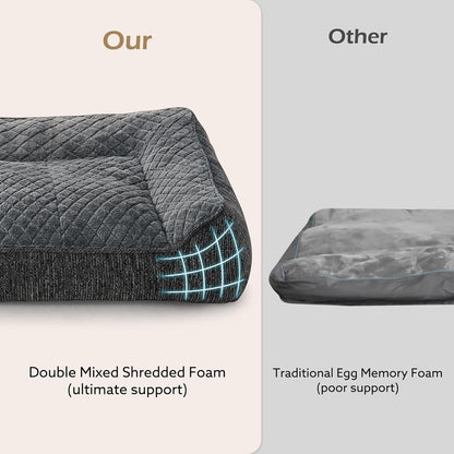 JOEJOY XL Orthopedic Dog Bed for Large Dogs, Extra Thick Foam Pet Bed Sofa | Bolster Sides, Large Sized Dog Couch Bed with Removable Washable Cover, Non-Slip Bottom, Grey (42"X30")3