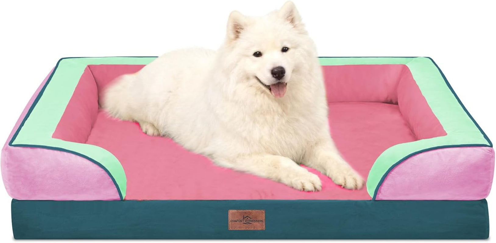 comfort-expression-orthopedic-dog-bed-for-extra-large-dogs-with-bolster-waterproof-dog-couch-bed-with-washable-cover-non-slip-bottom-supportive-egg-crate-foam-xl-pet-bed-42x30-inch