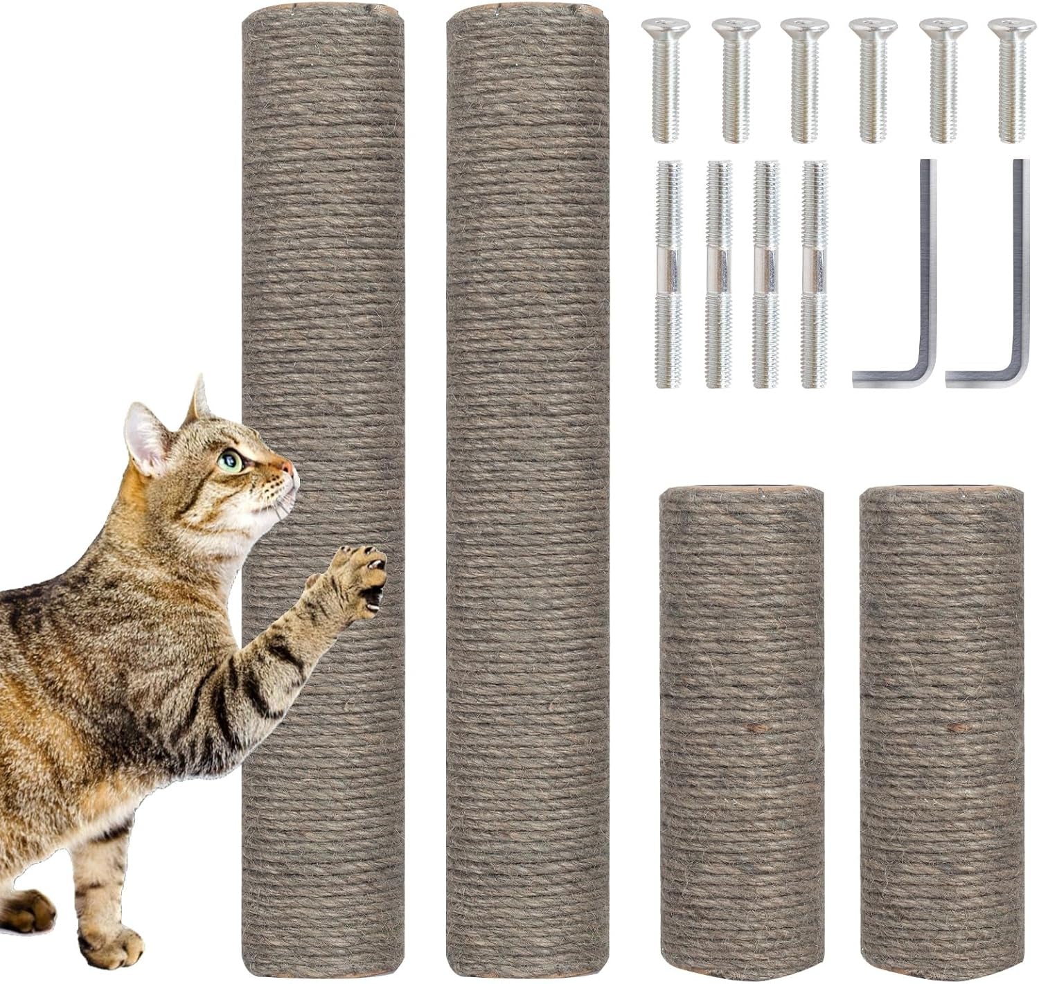 powerking-natural-sisal-replacement-scratching-post-15-7-2-pieces-m8-cat-scratch-post-refill-pole-parts-for-refurbishment-include-screws-white