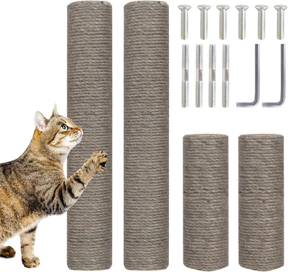 Powerking Natural Sisal Replacement Scratching Post, 15.7'' 2 Pieces M8 Cat Scratch Post Refill Pole Parts for Refurbishment, Include Screws (White)15