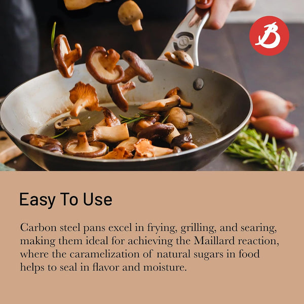 MINERAL B Pro Carbon Steel Fry Pan - 11” Diameter, 8.3” Cooking Surface - Ideal for Searing, Sauteing & Reheating - Naturally Non-Stick Finish - Made in France5