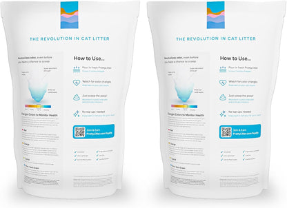 Prettylitter Health Monitoring Cat Litter (Unscented, Non Clumping) | Lightweight & Low Tracking, Color Changing Silica Gel Crystals, Advanced Odor Control — 6 Lbs, Pack of 2 (Up to 2 Month Supply)2