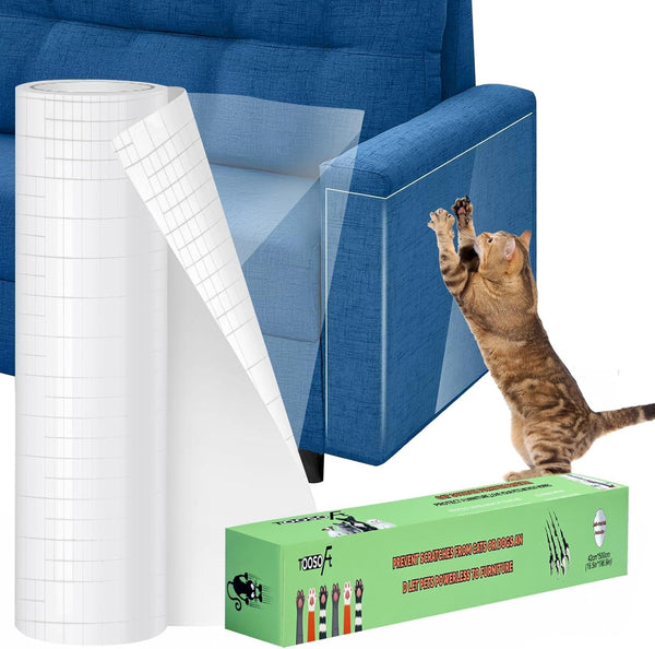 Toosoft anti Cat Scratch Furniture Protector Clear Vinyl 196.9"X16.5" | Couch Protector from Cat Claws Thicken - Single Sided Sticky Flexible Dog Tape for Furniture, for Couch Corner Door Walls Bed1